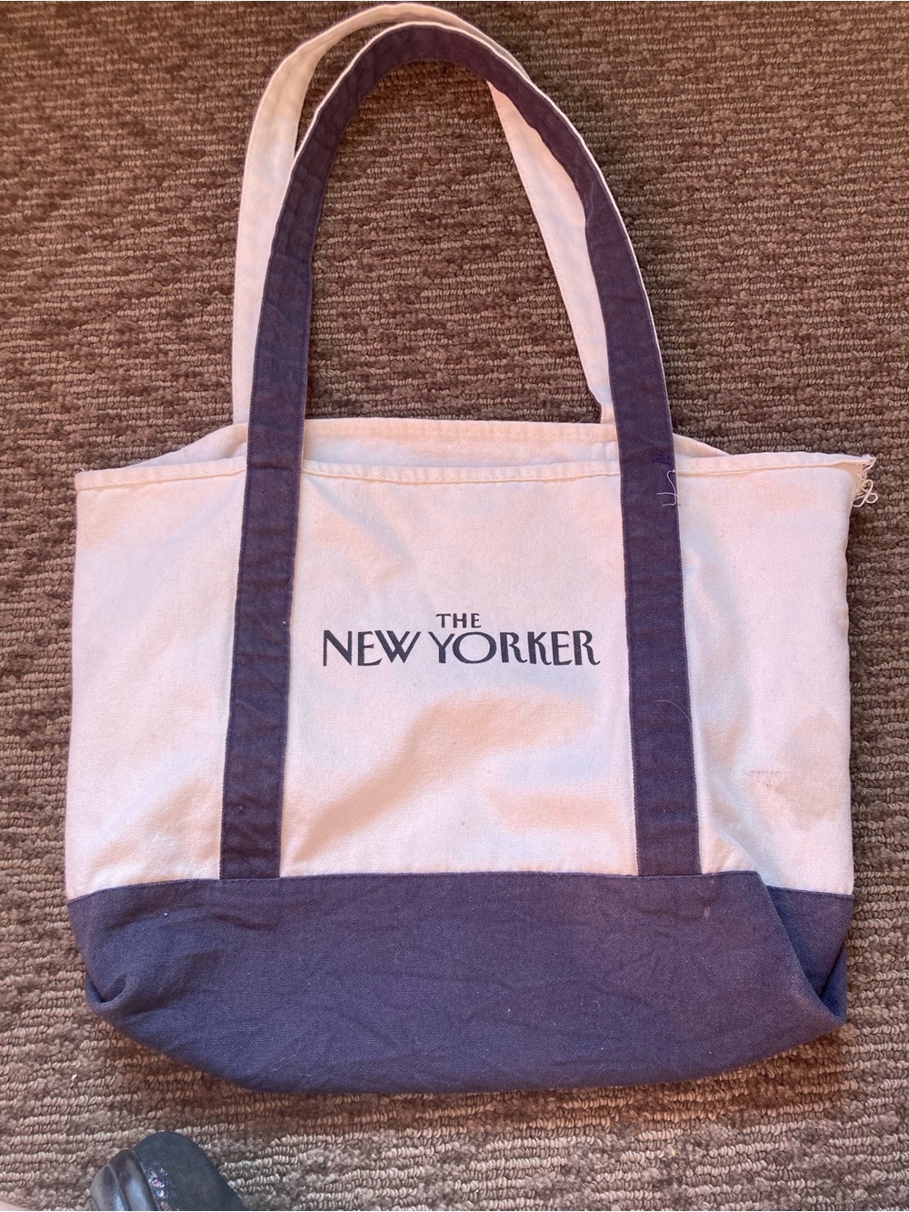 Flaws Vintage The New Yorker Tote Bag Canvas Navy Cream